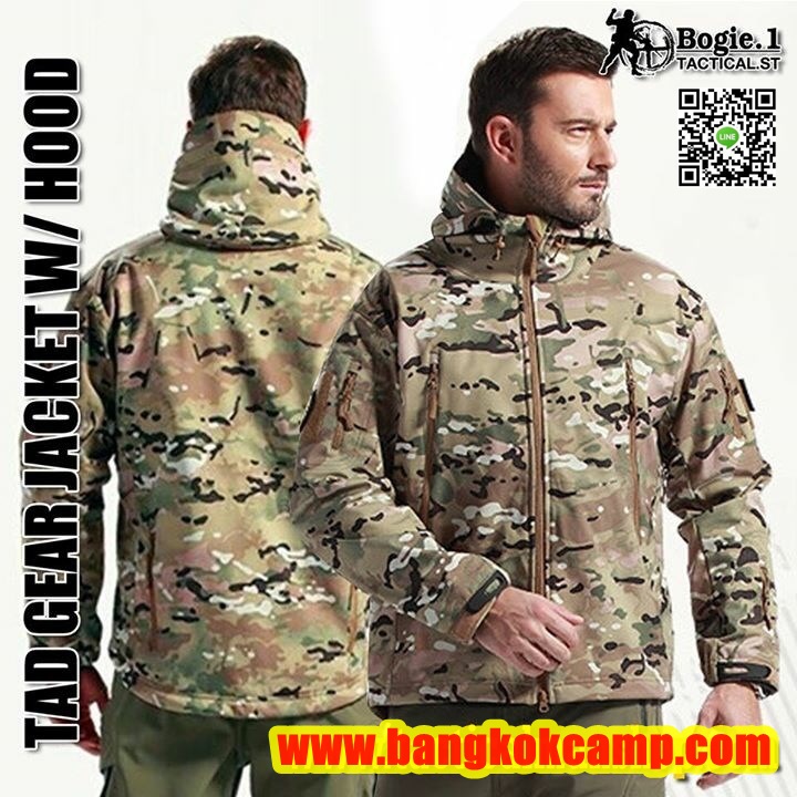 เสื้อกันหนาว กันลม กันฝน มีฮู้ด(Hood) Tad Gear ยี่ห้อ Bogie.1 ลายมัลติแคม