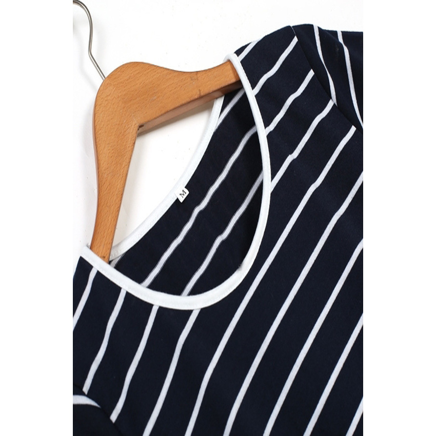 2015 Summer Fashion Lady Dresses For Women Women Casual Short Sleeve StripedPrint Loose Leisure Shift Women is Fashion Dresses