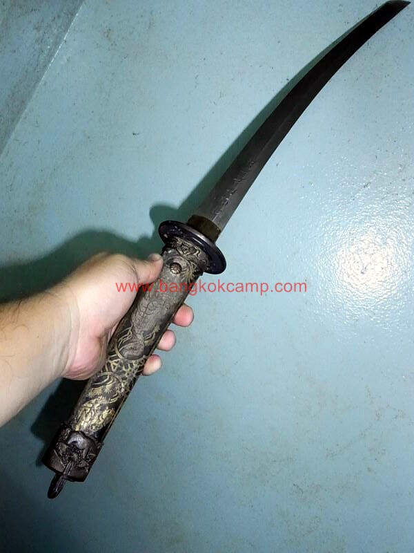 ดาบซามูไร ลายเสือ ขนาดกลาง ใบมีดเป็นเหล็กลาย (ใบมีดดามัสกัส)