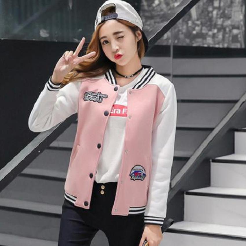 Dolly เสื้อกันหนาวแขนยาว เสื้อคลุมแฟชั่น (สีชมพู/ขาว) รุ่นAW385
