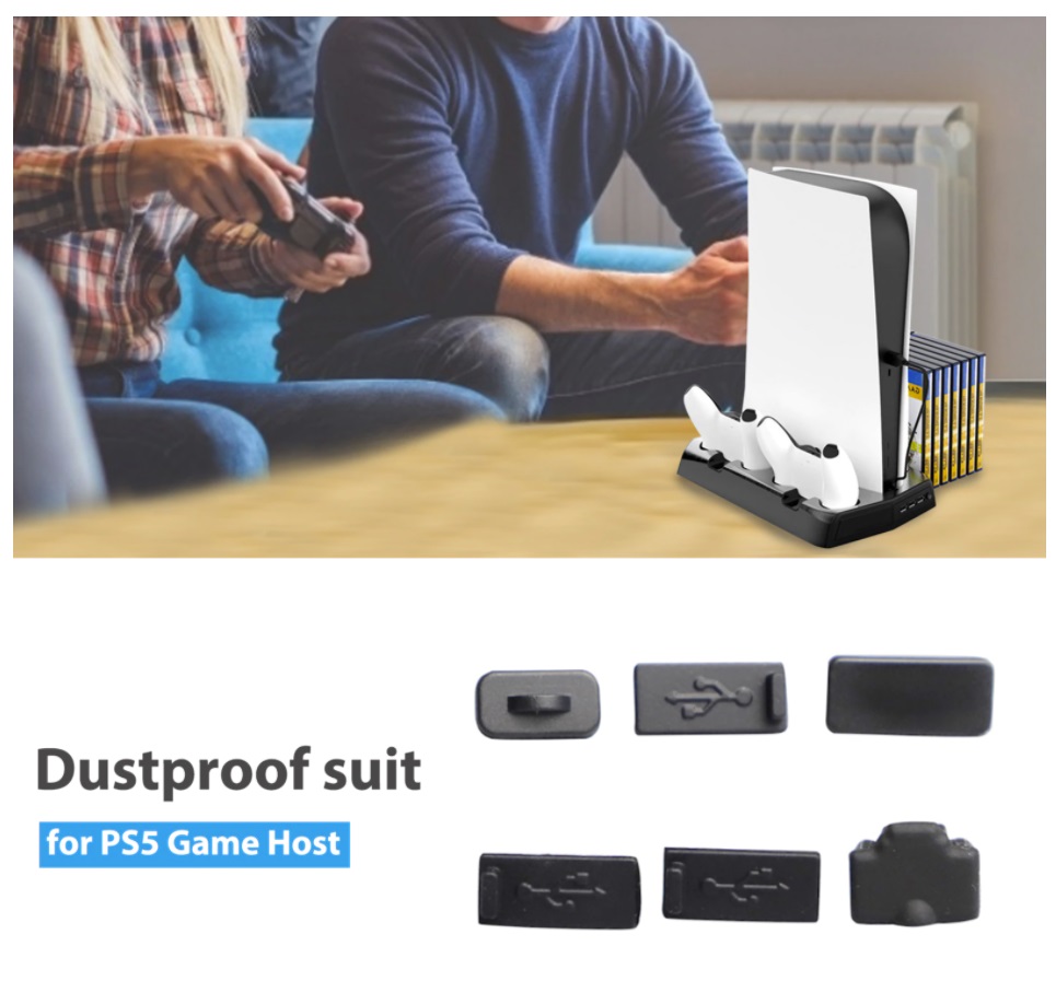 ชุดยางกันฝุ่นพอร์ทเครื่อง PS5 รุ่นแรก (7 ชิ้น) Anti Dust Cover for PS5