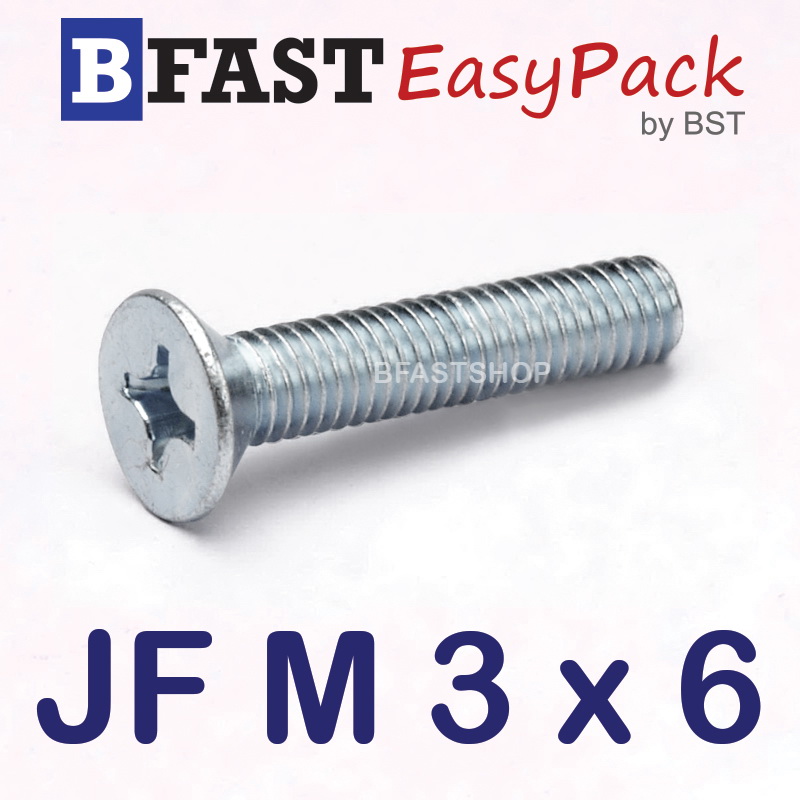 สกรูมิลสี่แฉก JF M 3 x 6 (50 ตัว/ถุง)