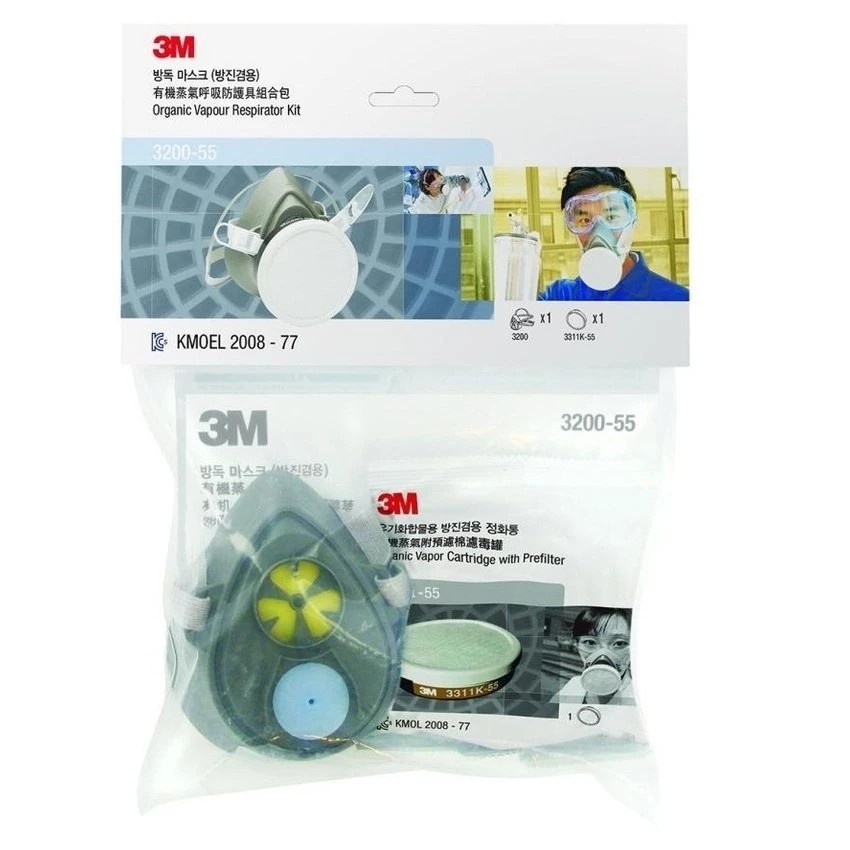 3M 3200-55 หน้ากากกันสารเคมีชนิดไส้กรองเดี่ยวพร้อมตลับกรอง