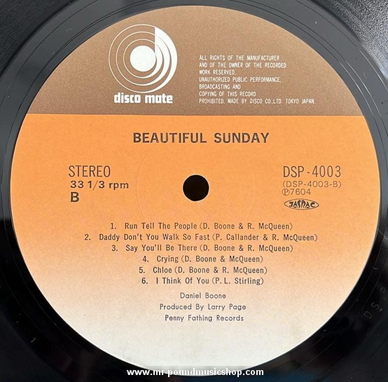 Daniel Boone - Beautiful Sunday