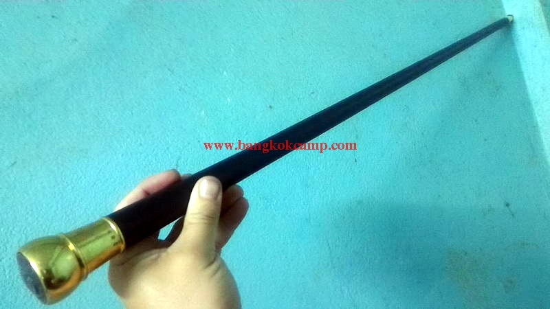 ไม้ตะพด หัวทองเหลือง ประดับเหรียญ ร.5 (2)