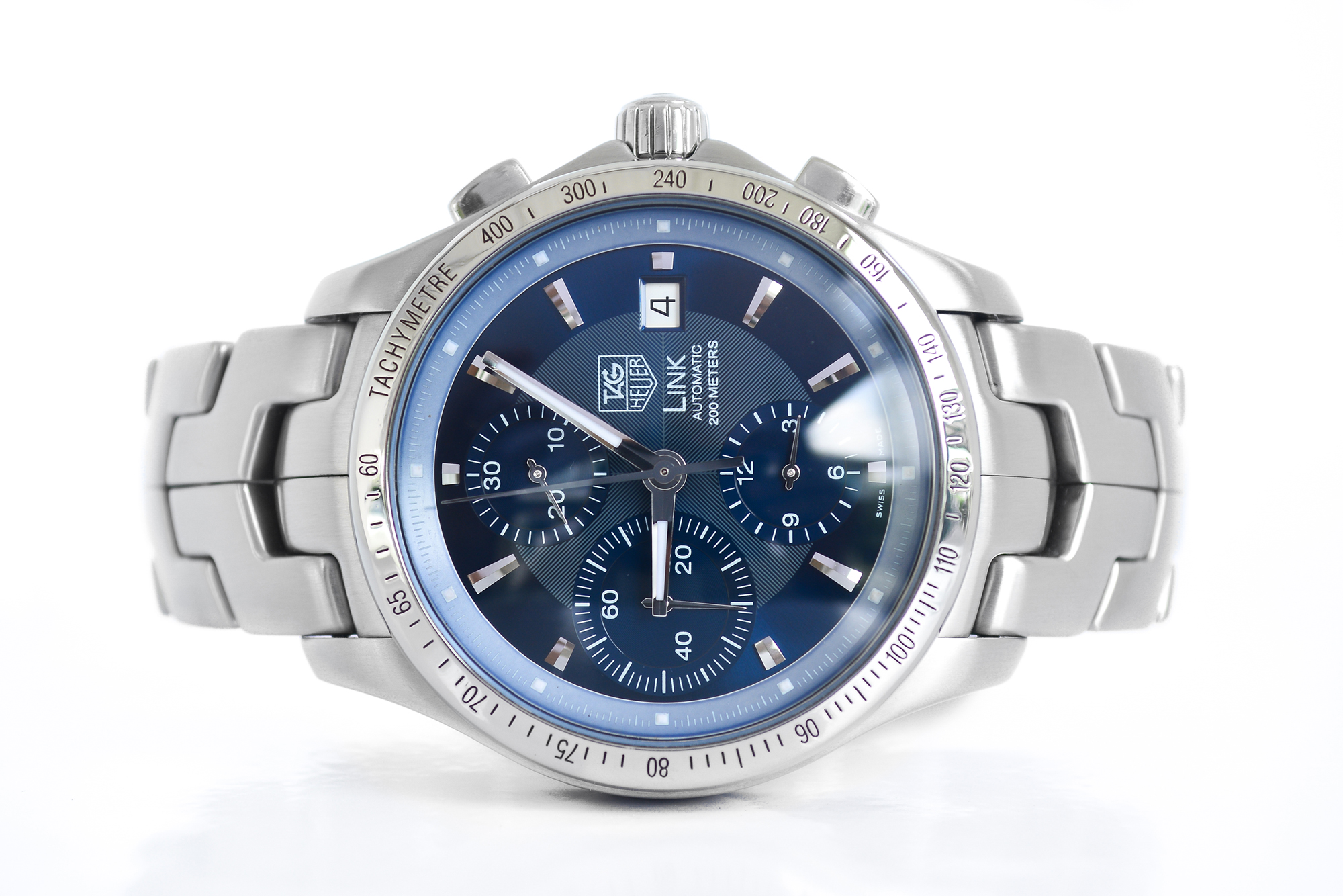 Tag Heuer New Link King Size Automatic Chronograph Calibre 16 หน้าน้ำเงิน