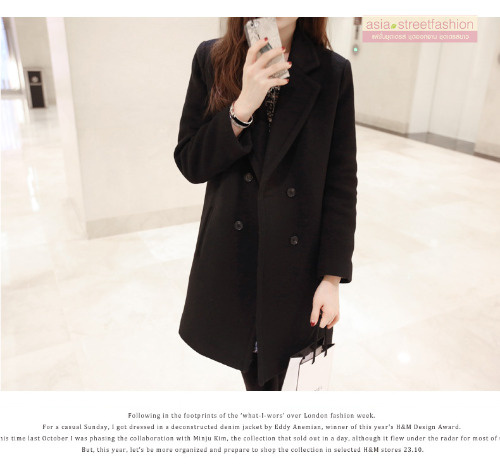 S-4XL เสื้อโค้ทกันหนาว สไตล์เกาหลี ทรงเรียบง่าย ทรงยาว ดูดี ผ้าวูลผสมบุซับในกันลม จะใส่คลุม หรือใส่เป็นโค้ทก้สวยเก๋ พร้อมส่งจ้า BLACK