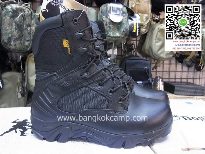 รองเท้า Bogie.1 TACTICAL BOOT ข้อยาว สีดำ หนังและผ้าคอดูร่า (CORDURA)ใส่สบาย ซิปข้าง ระบายอากาศดี ไม่อับ