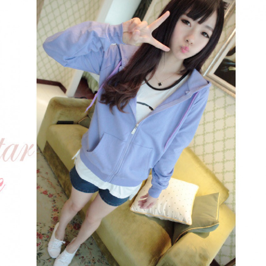 Mod เสื้อกันหนาวผู้หญิง แขนยาว มีหมวก(สีฟ้า) รุ่น LW555