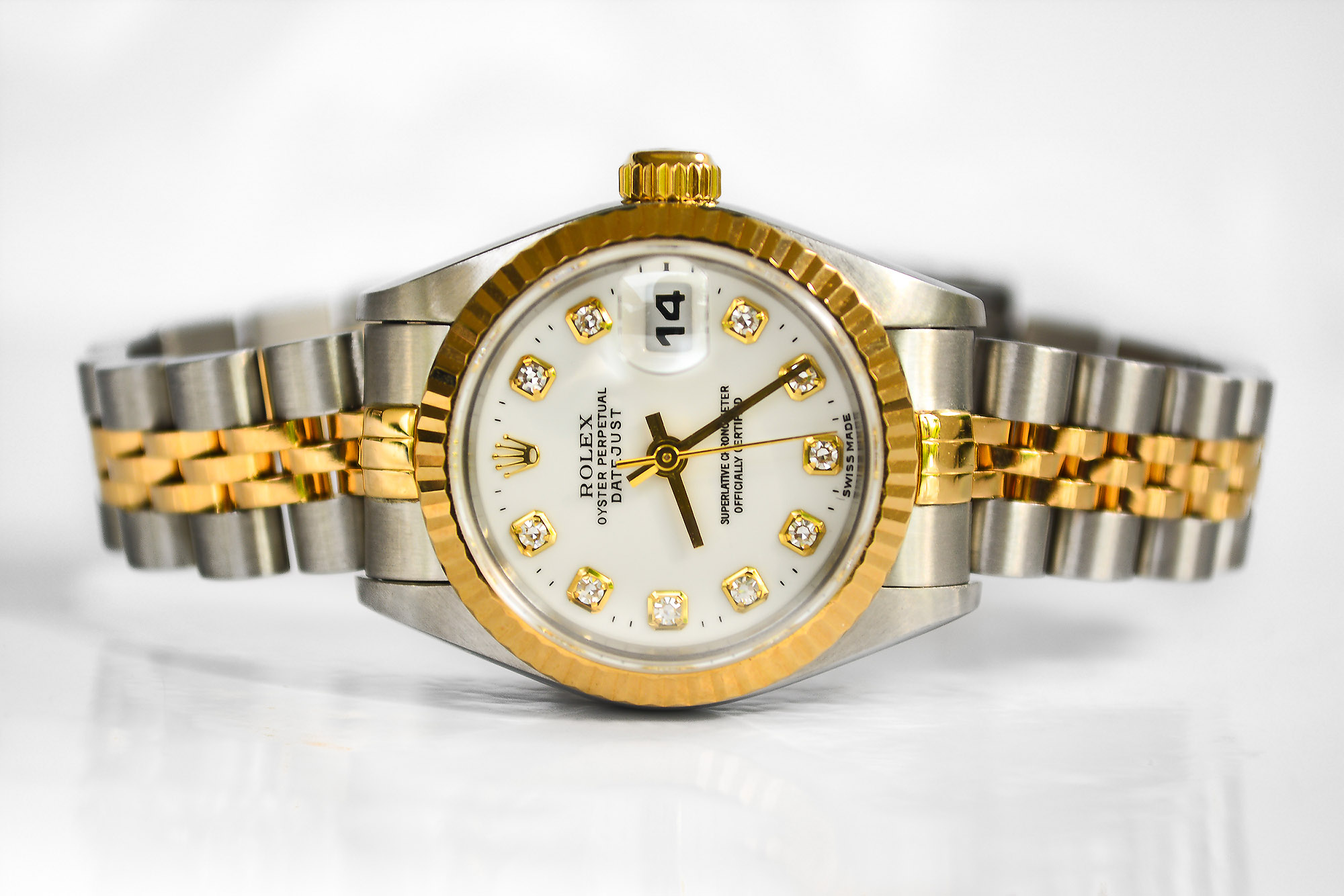 Rolex Date-just Ladysize 2tone Series 6 เบ้าใหญ่ หลักเพชร