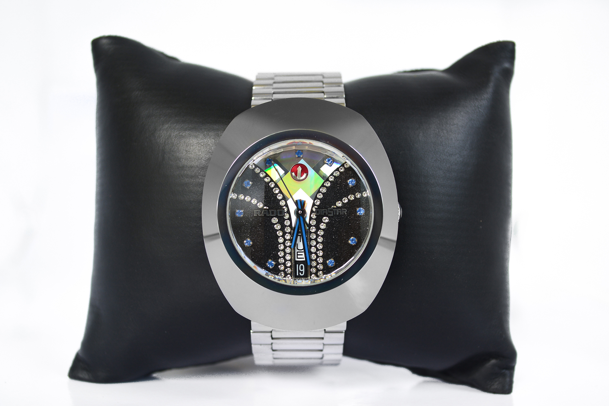 Rado Diastar Auto เรือนเหล็ก หน้าน้ำพุ พลอยฟ้า