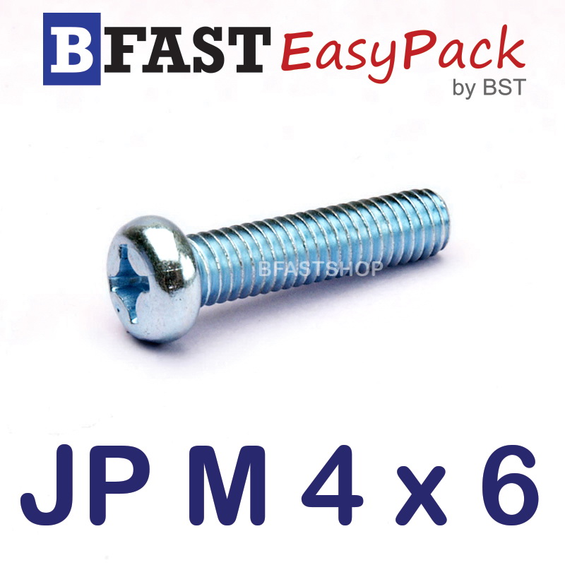 สกรูมิลสี่แฉก JP M 4 x 6 (40 ตัว/ถุง)