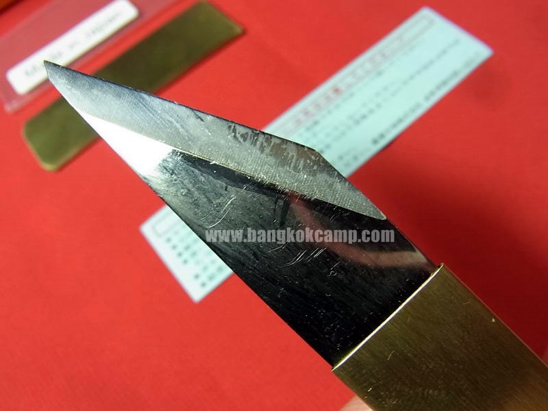 มีดคิริดาชิ (มีดญี่ปุ่น, มีดพกญี่ปุ่น) เหล็กคมมากๆ ด้ามและปอกทองเหลือง Made in Japan ใหม่ แท้