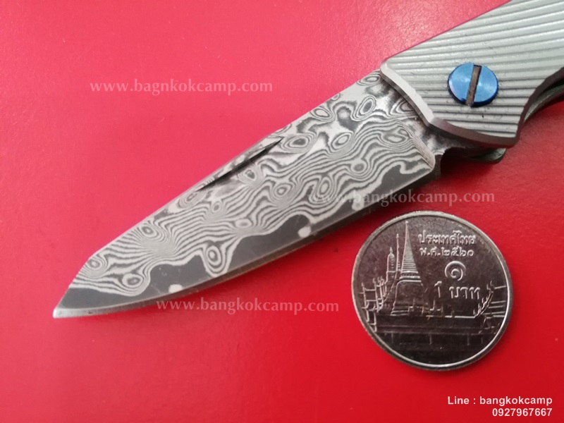 มีดพับ ดามัสกัส Damascus ด้ามไททาเนียม Frame Lock (9)