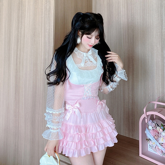 Summer Joy : พรีออเดอร์ ชุดเซ็ท 3 ชิ้น (ราคาแยกชิ้น) เสื้อกั๊กตัวนอก / เสื้อเชิ้ตสีขาว / กระโปรงเค้ก แบรนด์แท้