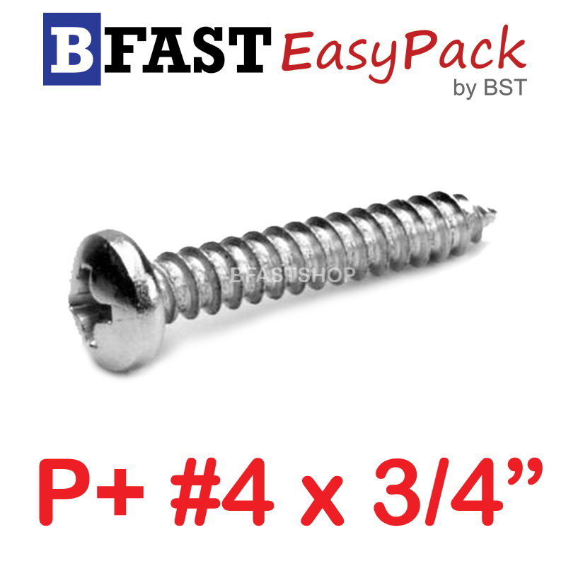 สกรูเกลียวสแตนเลส P+ SUS # 4 x 3/4" (20 ตัว/ถุง)