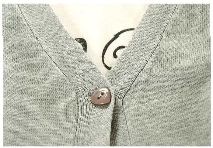 fashion เสื้อกันหนาวไหมพรม คอวี สีเทา ใส่เป็นเสื้อคลุมลำลองได้ ใส่ทำงาน น่ารัก