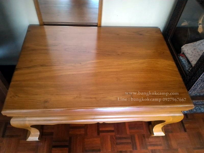 โต๊ะไม้สัก ขาสิงห์ 100x80x50cm.