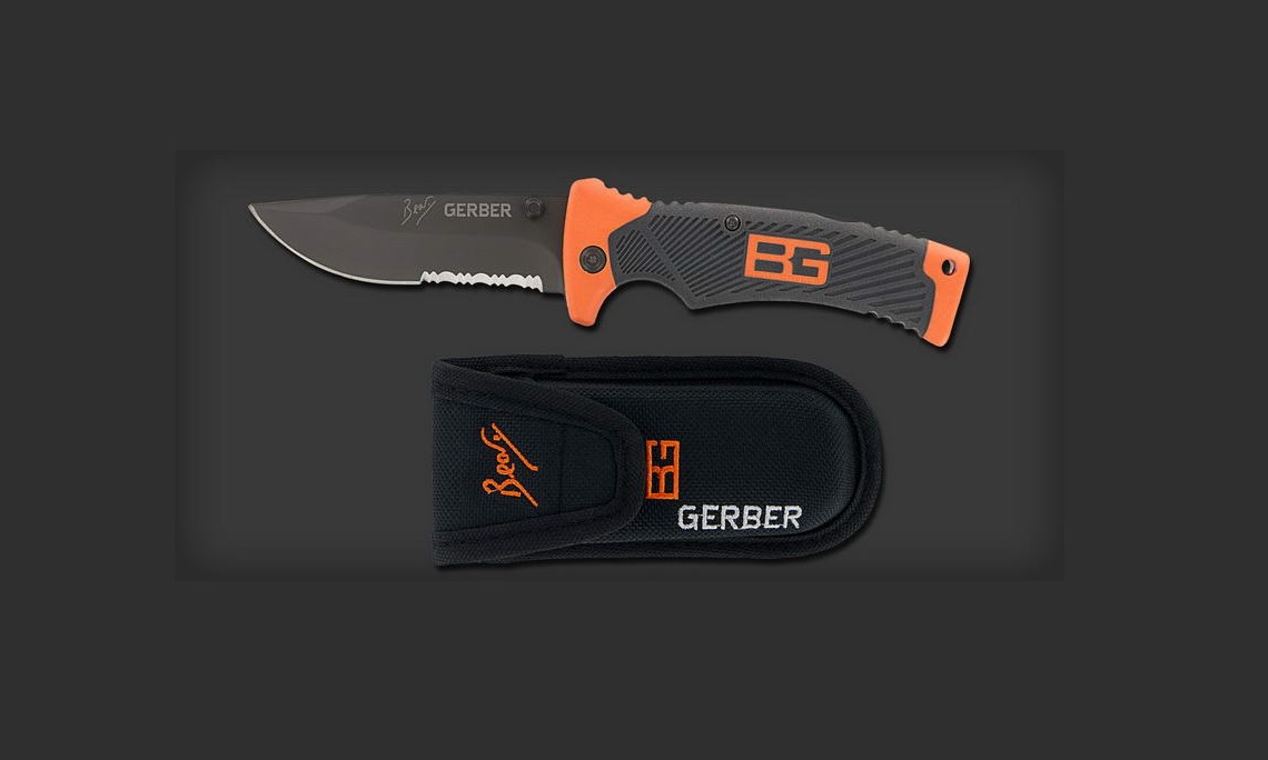 มีดพับ Gerber Bear Grylls Folding Sheath Knife 3.6" Combo Blade, Rubber Grip Handles - 31-000752