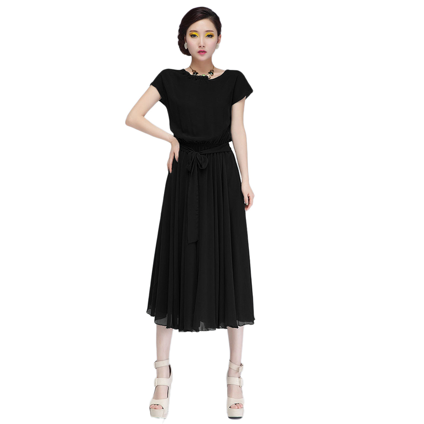 Women dress chiffion short sleeve fashion waist design