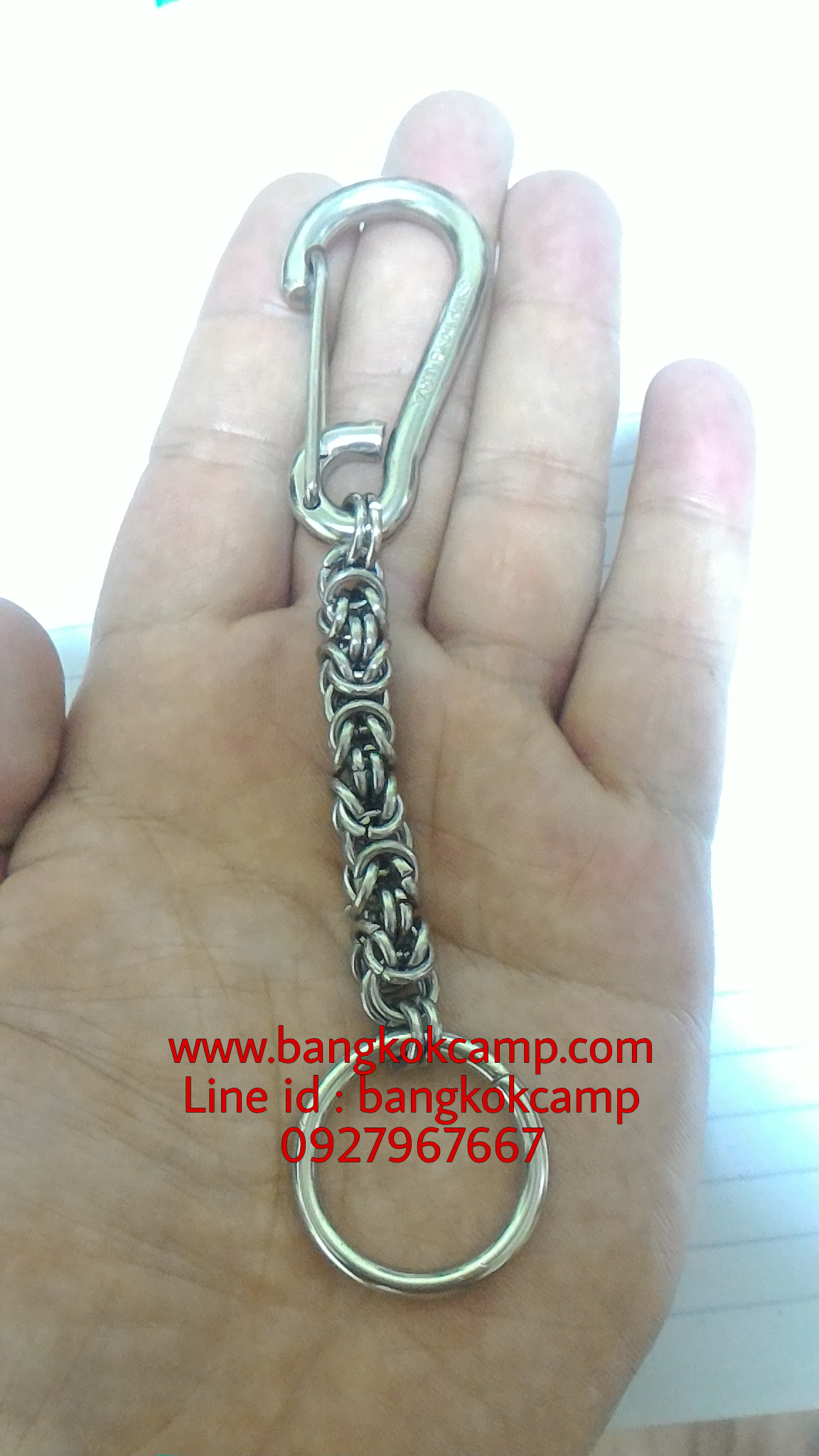 พวงกุญแจ+สร้อยงานถักมือ คาราบิเนอร์ Carabiner สแน็ปลิงค์ Snaplink -สแตนเลส (แบบที่1)