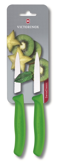 VICTORINOX PARING KNIFE SET สีเขียว แพ็คคู่ (2เล่ม) ใบหยัก (6.7636.L114ฺB)