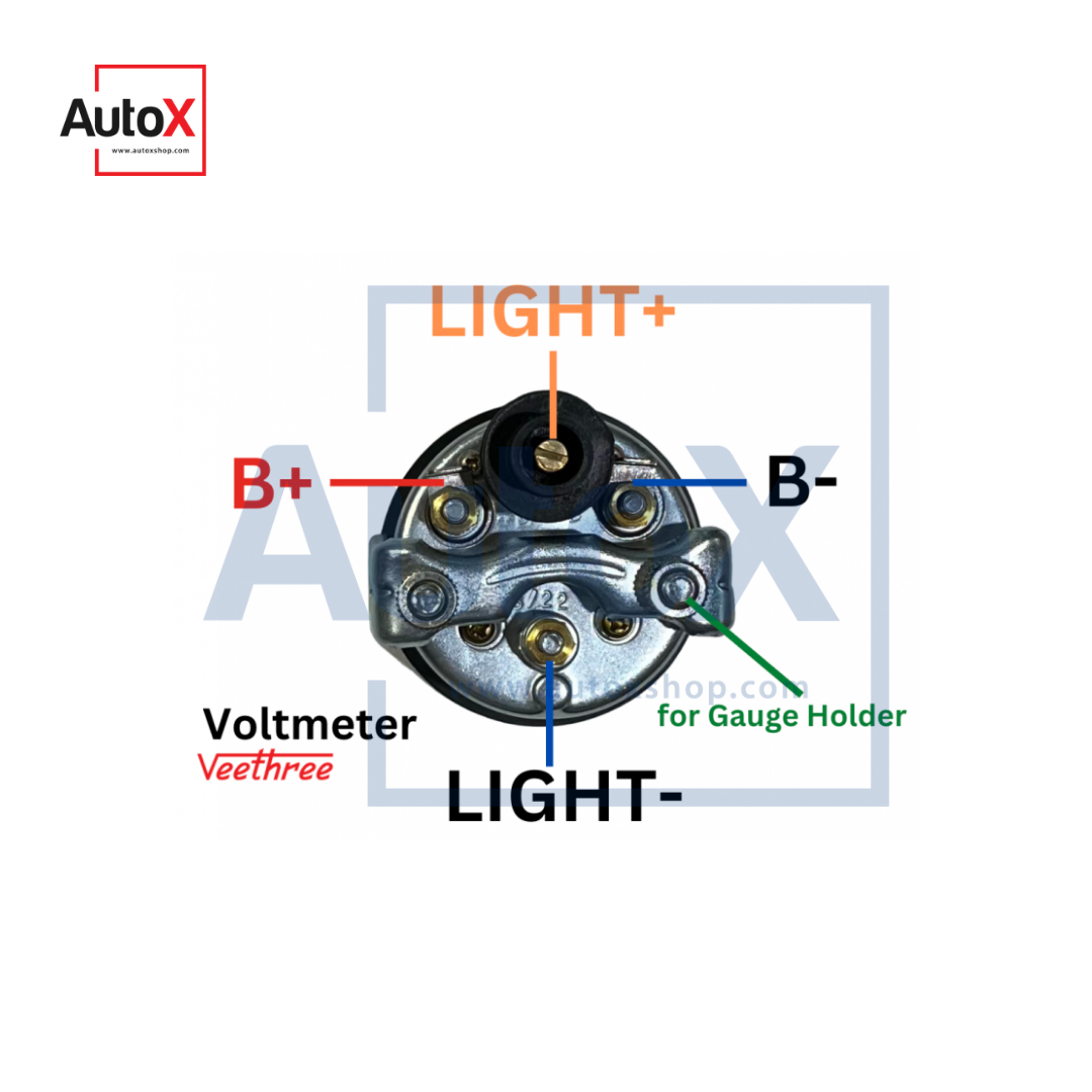 เกจวัดโวลต์ โวลต์มิเตอร์ 24V หน้าปัดสีขาว ยี่ห้อVeethree
