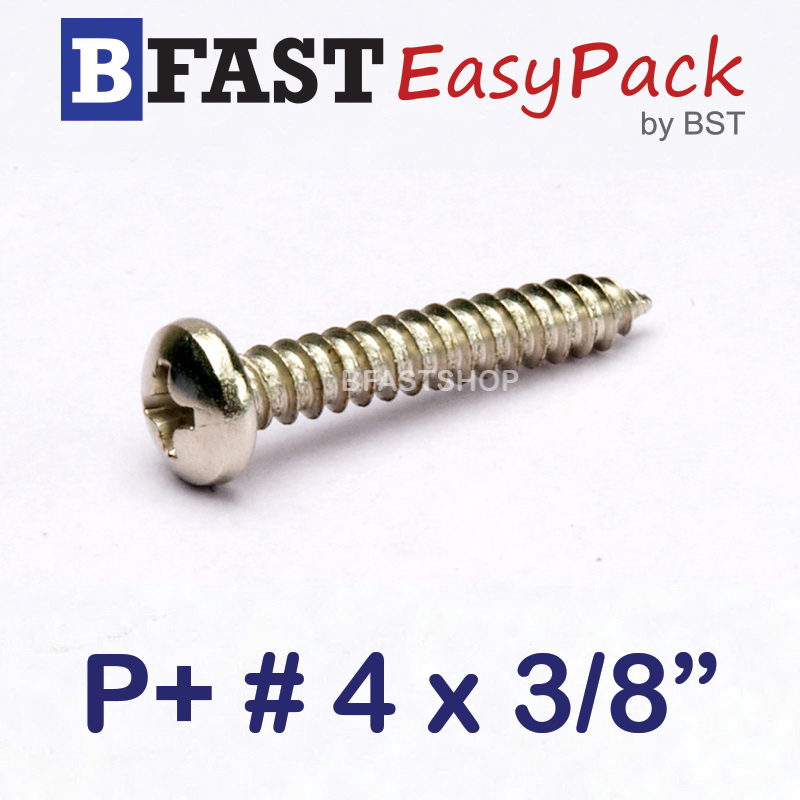 สกรูเกลียวเหล็ก P+ # 4 x 3/8" (50 ตัว/ถุง)