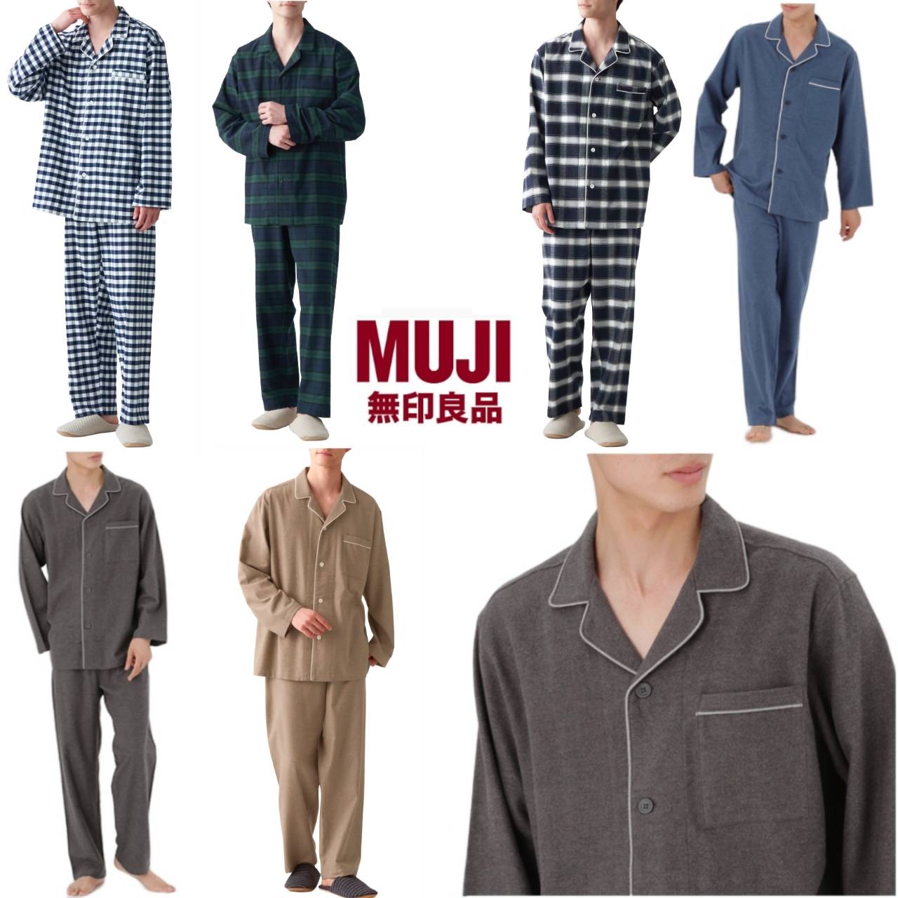 MUJI MEN'S SIDE SEAMLESS FLANNEL PAJAMA