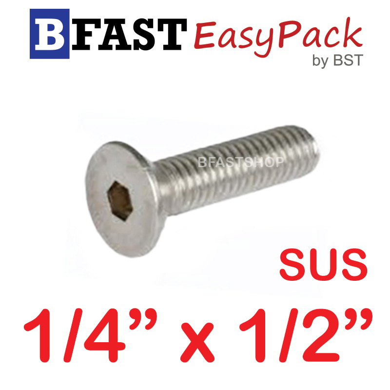 สกรูหัวจมเตเปอร์สแตนเลส SUS 1/4" x 1/2" ( 8 ตัว/ถุง )