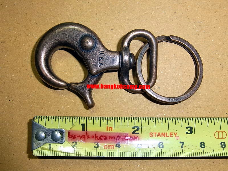 พวงกุญแจ ตะขอเกี่ยว - โลหะ สีทองแดง Made in USA ใหม่เก่าเก็บ (ทำหูเกี่ยวสายสะพายกระเป๋าได้)