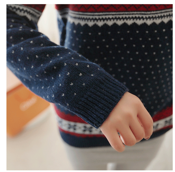 fashion เสื้อกันหนาว ไหมพรม สเวตเตอร์ ลายการ์ตูน คอกลม สีกรม ขาว แดง ใส่เที่ยว น่ารักๆ