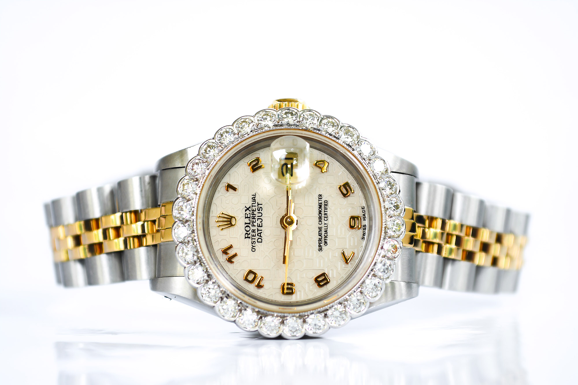 Rolex Date-just Ladysize หน้าคอม ขอบเพชร(Sold)