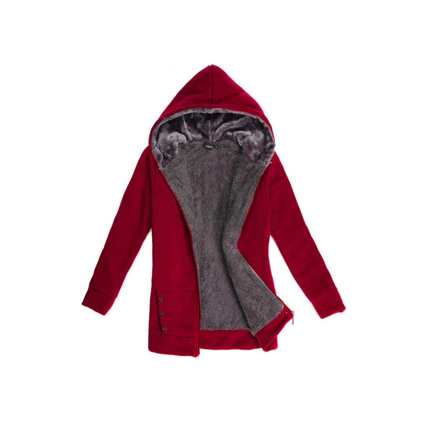 Cyber Casual Ladies' Thicken Warmer Hoodies Coat Outerwear Jacket(Red)