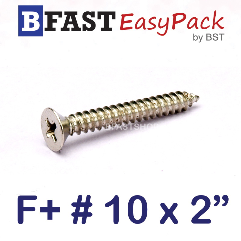 สกรูเกลียวเหล็ก F+ # 10 x 2" (15 ตัว/ถุง)