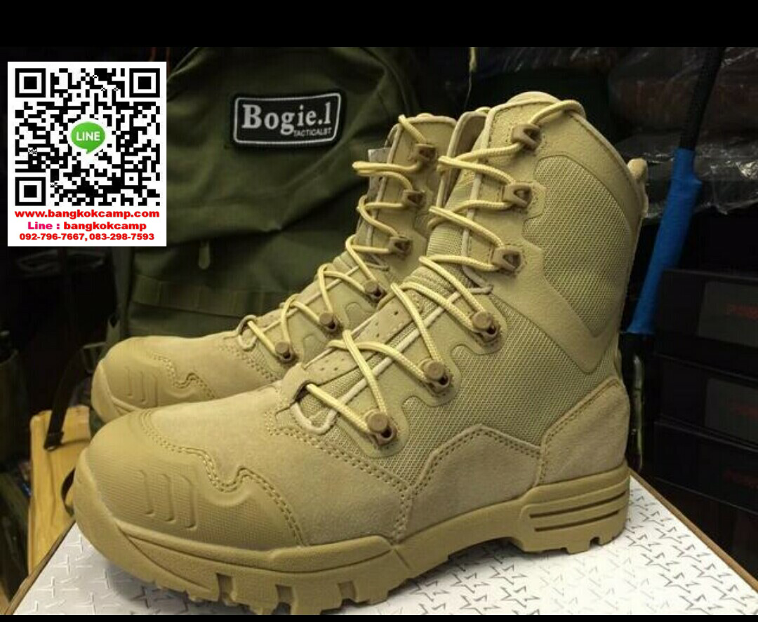รองเท้า Bogie.1 TACTICAL BOOT (Spider 3) ข้อยาว สีทราย หนังและผ้าคอดูร่า (CORDURA)ใส่สบาย ซิปข้าง ระบายอากาศดี ไม่อับ