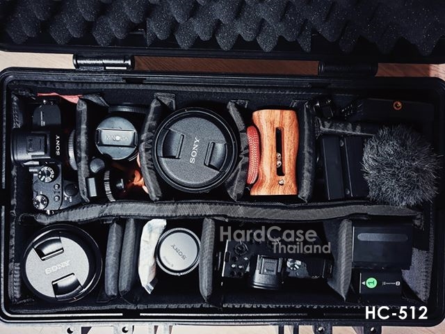 กระเป๋ากล้อง Hardcase ล้อลาก HARZ รุ่น HC-512 สีดำ ไส้ตีนตุ๊กแก Divider