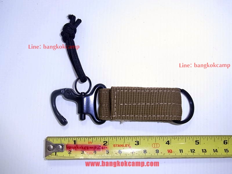 พวงกุญแจ ผ้าคอดูร่า คาราบิเนอร์ Carabiners สแน็ปลิงค์ Snaplink ตะขอเกี่ยว - ห่วงถอดได้ เหน็บเข็มขัดได้ (แบบ2สลัก-สีทราย)