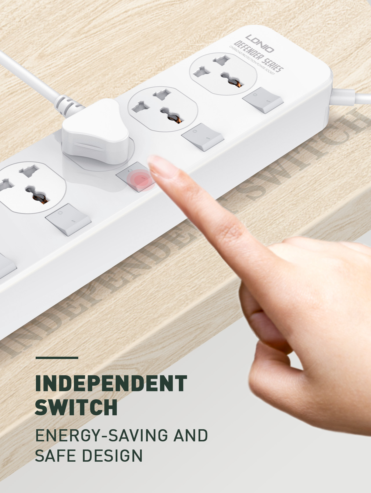 ปลั๊กไฟ รางปลั๊กไฟ ปลั๊กพ่วง LDNIO รุ่น SC4408 4 ช่อง 4 USB สาย 2 เมตร