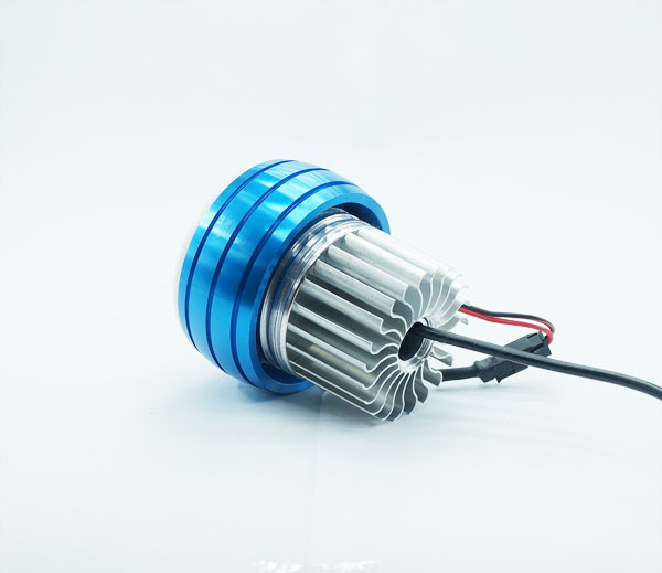 LEDโปรเจคเตอร์ไฟหน้ารถมอเตอร์ไซค์18Wไฟวงแหวนเดี่ยวสีแดงฟ้า