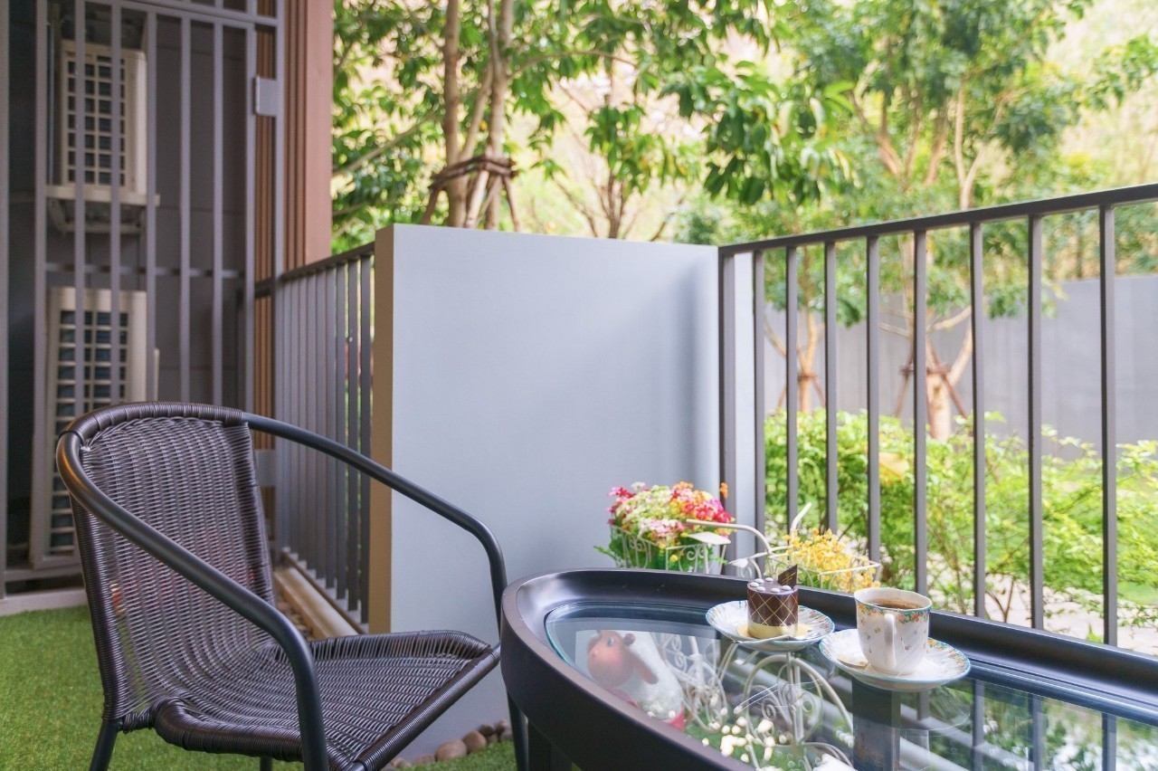 ขายคอนโด คอนโด เดอะ วัลลีย์ เขาใหญ่ THE VALLEY KHAOYAI 2 ห้องนอน 2 ห้องน้ำ ชั้น 1 ขนาด 74.72 ตรม อาคาร A วิวสวน+สระว่ายน้ำ