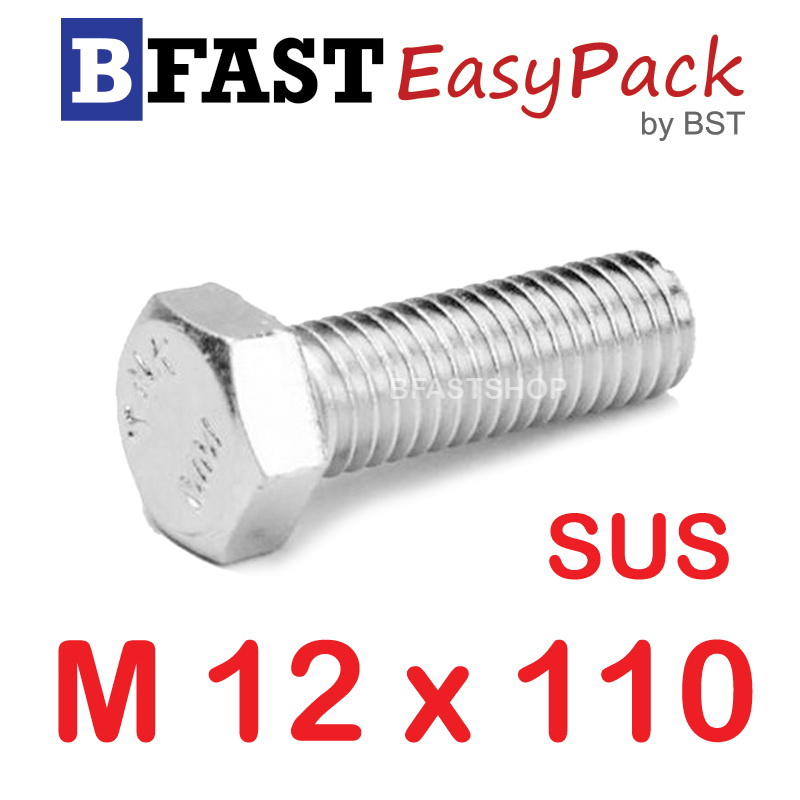 สกรูหัวเหลี่ยมสแตนเลส M12 x 110 (1 ตัว)