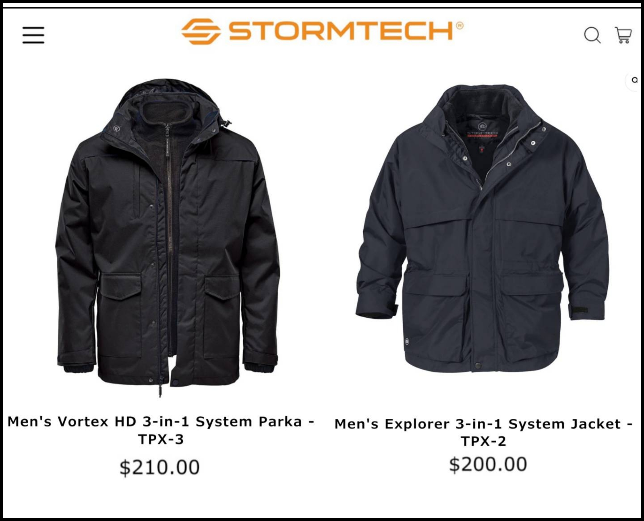 Stormtech Men's Explorer & Vortex HD 3-in-1 System Jacket ( TPX-2 & TPX-3)