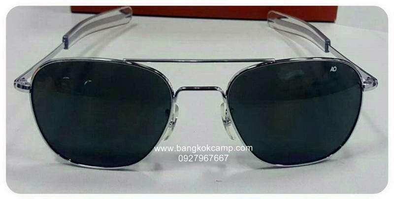 แว่นกันแดด แว่นนักบิน AO Original Pilot...True Color® Green(เลนส์สีเขียว)..SILVER (กรอบสีเงินเงา) Made in USA ใหม่ แท้