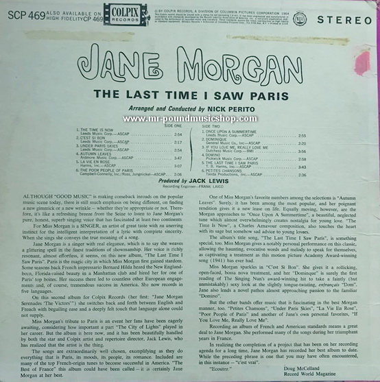 Jane Morgan - The Last Time I Saw Paris