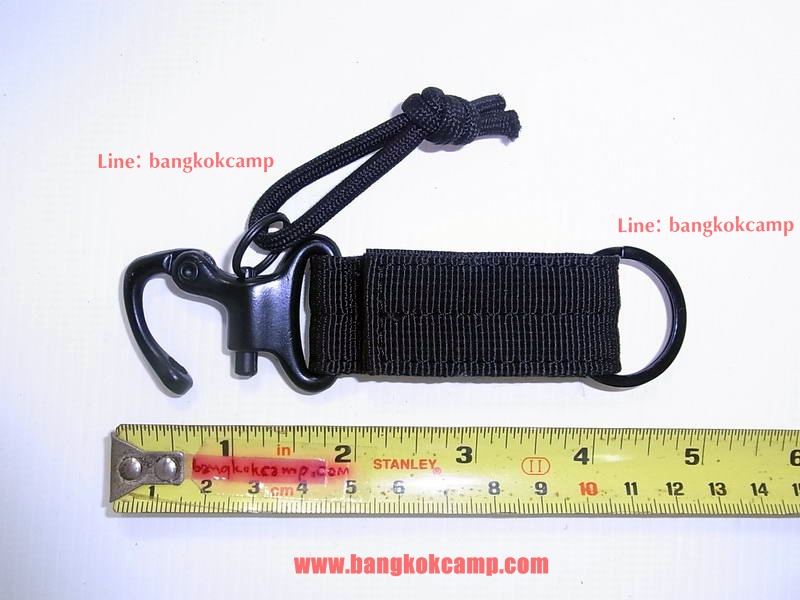 พวงกุญแจ ผ้าคอดูร่า คาราบิเนอร์ Carabiners สแน็ปลิงค์ Snaplink ตะขอเกี่ยว - ห่วงถอดได้ เหน็บเข็มขัดได้ (แบบ2สลัก-สีดำ)