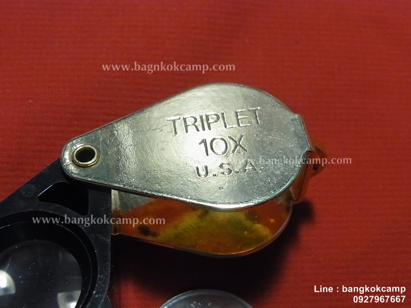 กล้องส่องพระ / จิวเวอรี่ TRIPLET 10x U.S.A. รุ่นเก่า แกนทองเหลือง ใหม่เก่าเก็บ (บอดี้กะไหล่ทอง )