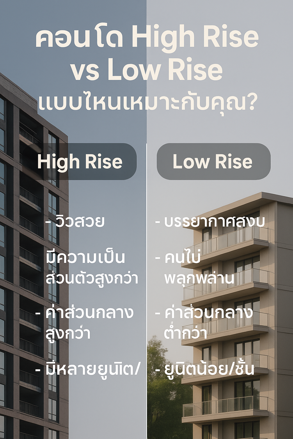 คอนโด High Rise vs Low Rise เลือกแบบไหนดี?