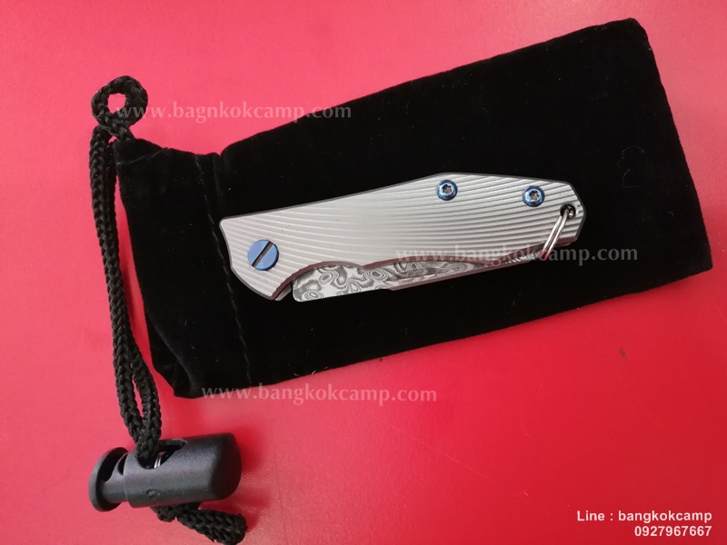 มีดพับ ดามัสกัส Damascus ด้ามไททาเนียม Frame Lock (9)