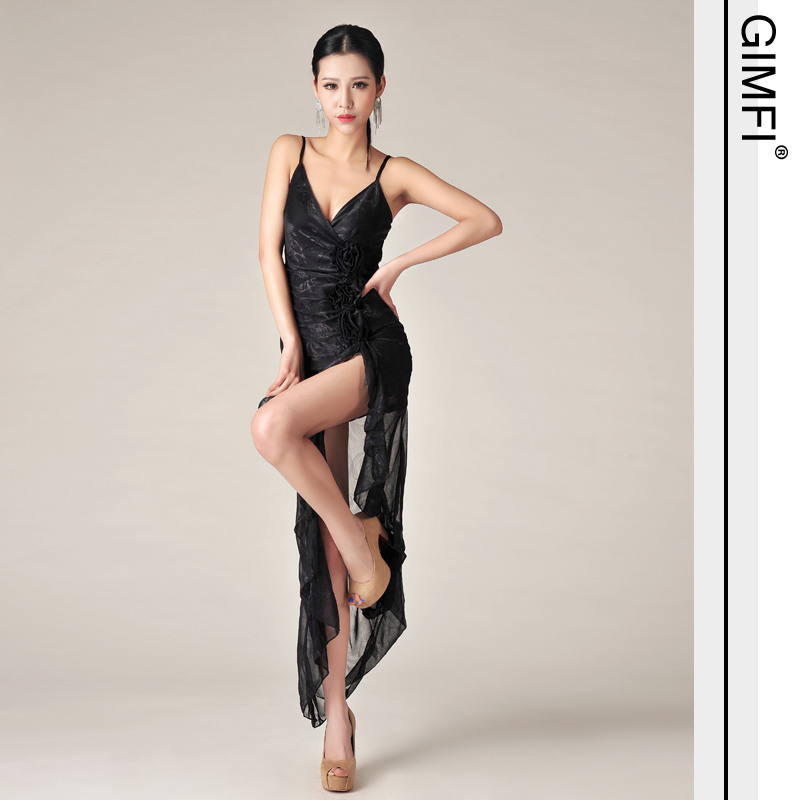 MAXI DRESS ชุดเดรสยาวแฟชั่นสายเดี่ยว SEXY สีดำ ผ้าตาข่าย แต่งดอกไม้ สวยมาก ใส่ออกงานกลางคืนได้ ASIA STREET FASHION